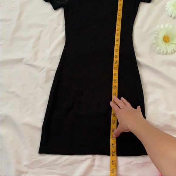NWOT, Garage clothing black mini dress, mesh arm detail with stripes, Size S - Picture 4 of 6